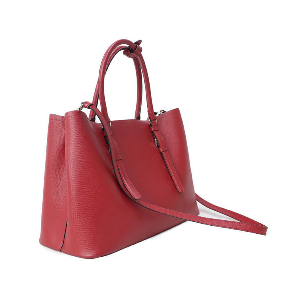 Prada Leather Double Shoulder Bag Saffiano Red